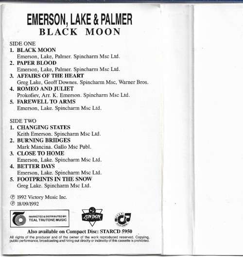 Emerson, Lake & Palmer - Black Moon Cassette Tape