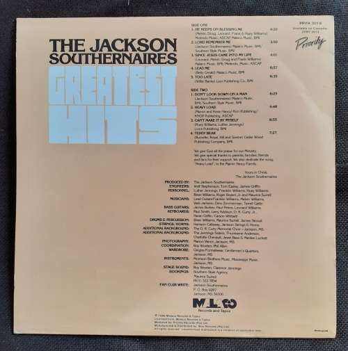 The Jackson Southernaires Greatest Hits  LP Vinyl Record