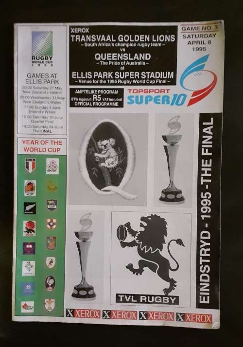 Transvaal Lions vs Queensland 1995 Super 10 Final Match Programme