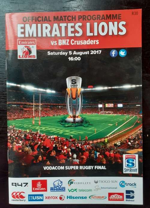 Lions vs Crusaders 2017 Super Rugby Final Match Programme