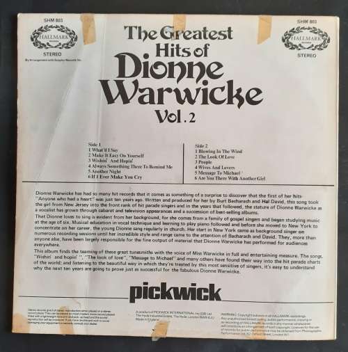 The Greatest Hits of Dionne Warwick Vol.2 LP Vinyl Record - UK Pressing