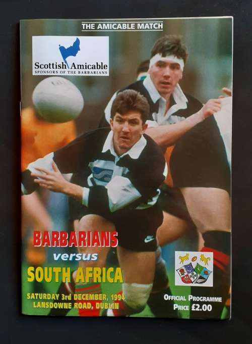 Barbarians vs South Africa 1994 Test Match Programme