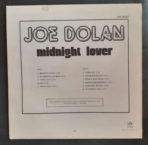 Joe Dolan - Midnight Lover LP Vinyl Record