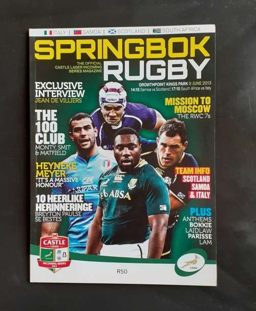 South Africa vs Italy & Samoa vs Scotland 2013 Test Matches Programme