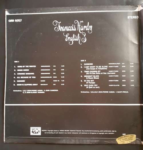 Francoise Hardy - English 3 LP Vinyl Record