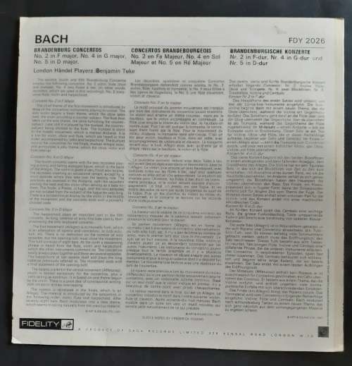 Bach - Concertos Nos.2,4and5 LP Vinyl Record - UK Pressing