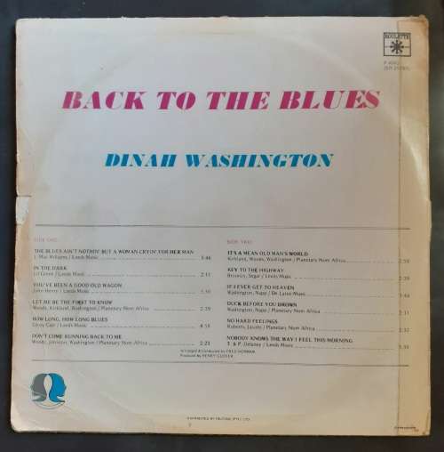 Dinah Washington - Back To The Blues LP Vinyl Record