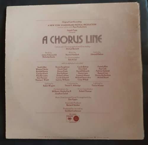 A Chorus Line - Original Cast Recording LP Vinyl Record - USA Pressing