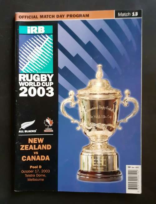 New Zealand vs Canada 2003 Rugby World Cup Group Stage Match Programme