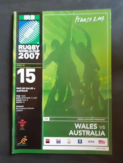 Wales vs Australia 2007 Rugby World Cup Group Stage Match Programme