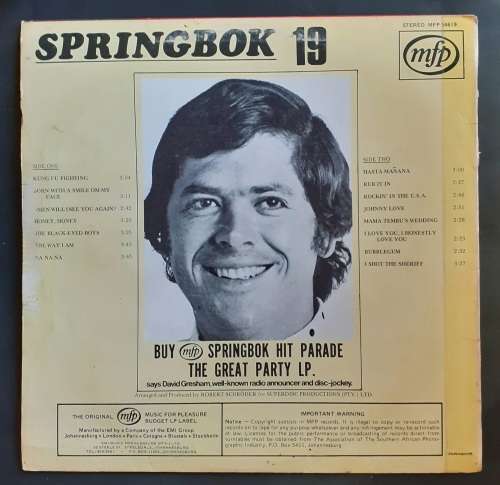Springbok Hit Parade Vol.19 LP Vinyl Record