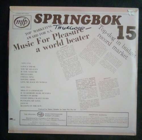 Springbok Hit Parade Vol.15 LP Vinyl Record