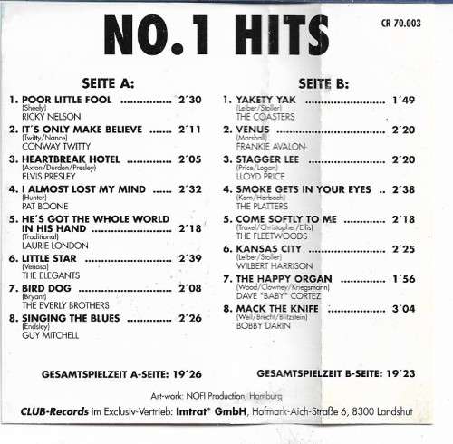 No.1 Hits Cassette Tape - Germany Edition