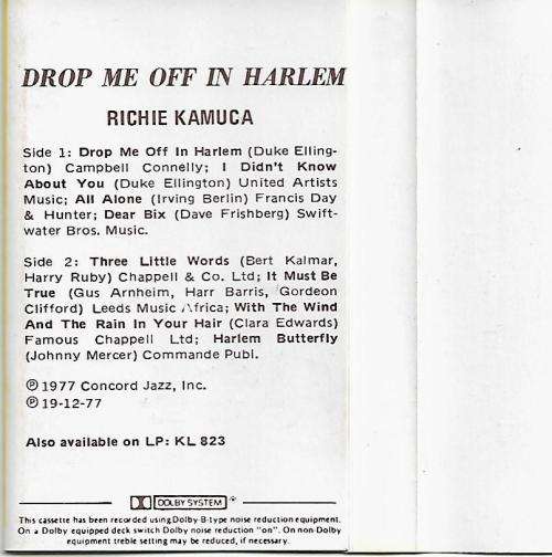 Richie Kamuca - Drop Me Off In Harlem Cassette Tape