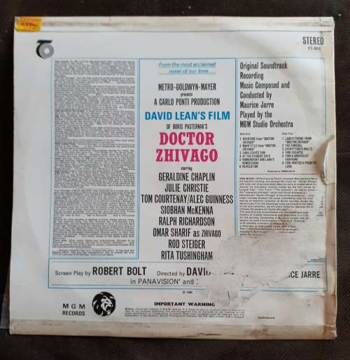 Doctor Zhivago (Original Soundtrack Album) LP Vinyl Record