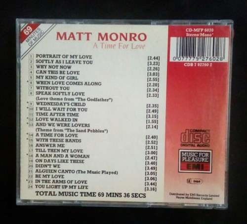 Matt Monro - A Time For Love (CD)