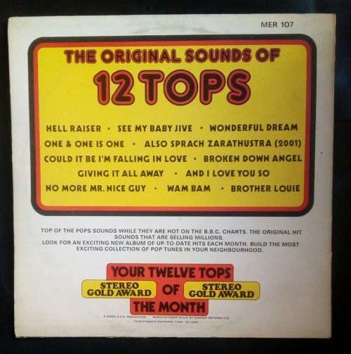 12 Tops - Today Top Hits LP Vinyl Record