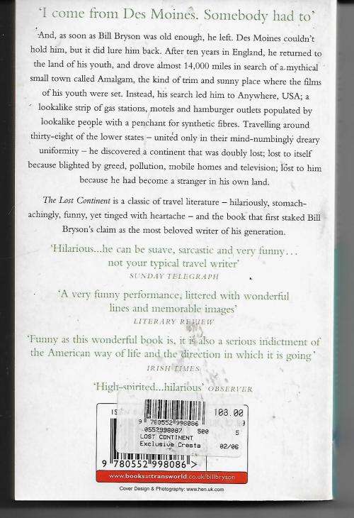 The Lost Continent - Travels in Small Town America by Bill Bryson