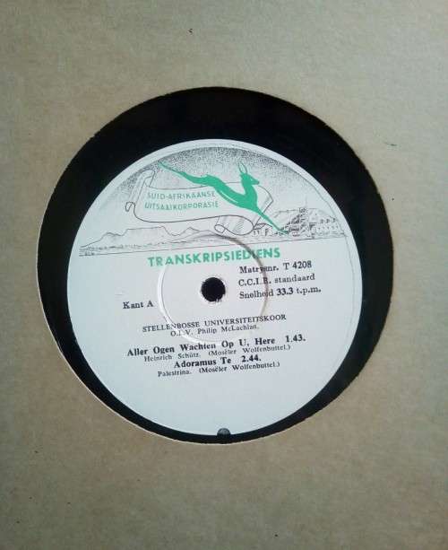 Suid-Afrikaanse Uitsaaikorporasie:Transkripsiediens - Stellenbosse Universiteitskoor LP Vinyl Record