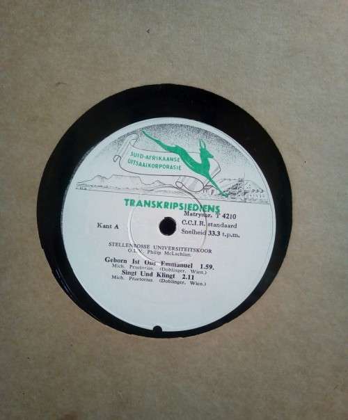 Suid-Afrikaanse Uitsaaikorporasie:Transkripsiediens - Stellenbosse Universiteitskoor LP Vinyl Record