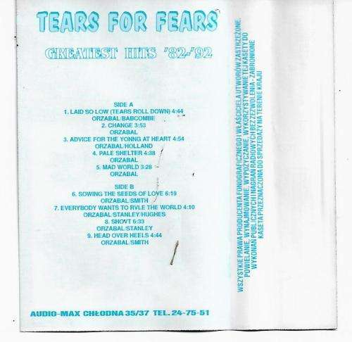 Tears For Fears Greatest Hits `82-`92 Cassette Tape