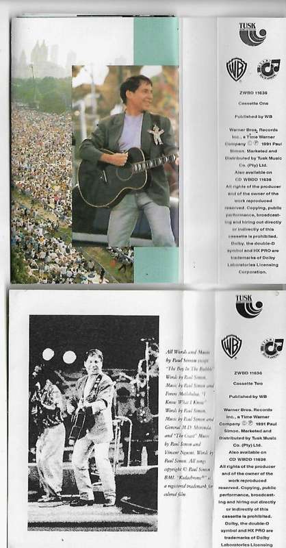 Paul Simon - Concert In The Park Double Cassette Tape Set