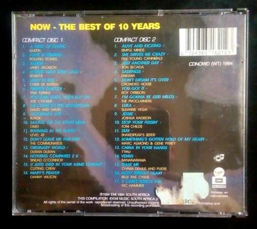 Now That`s What I Call Music - The Best Of 10 Years (2 CD Set)