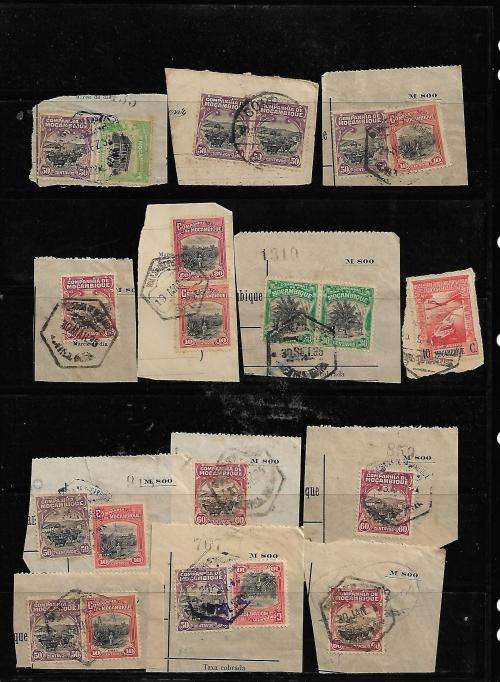 Mozambique - 1930s Stamps on Paper with Different Post Marks - Fine Used