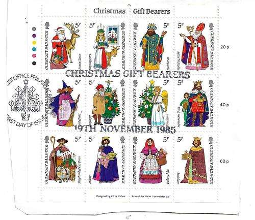 Guernsey 1985 Christmas Gift Bearers Mini Sheet on Paper CTO