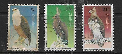 Zimbabwe - 1984 Birds of Prey Part Set of 3 Stamps - Fine Used