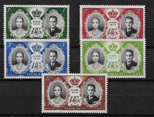 Monaco - 1956 Wedding of Prince Rainier and Grace Kelly Full Set - MH