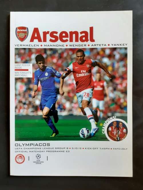 Arsenal vs Olympiacos (Greece) 2012/13 UEFA Champions League Group Stage Match Programme