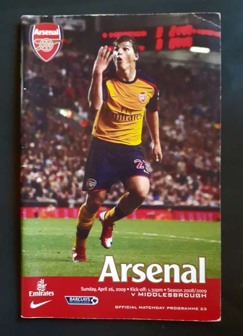 Arsenal vs Middlesbrough 2008/09 Premier League Match Programme