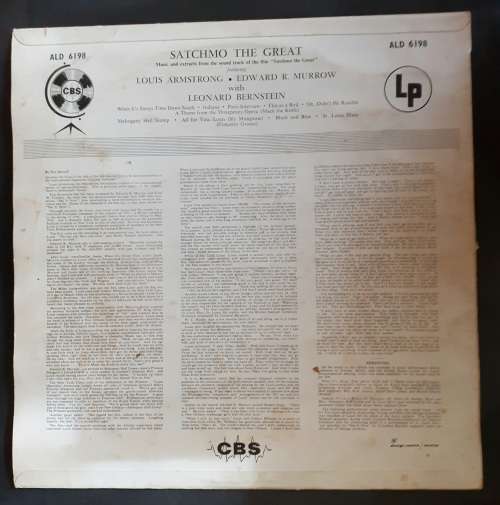 Louis Armstrong & Edward R. Murrow With Leonard Bernstein - Satchmo The Great LP Vinyl Record