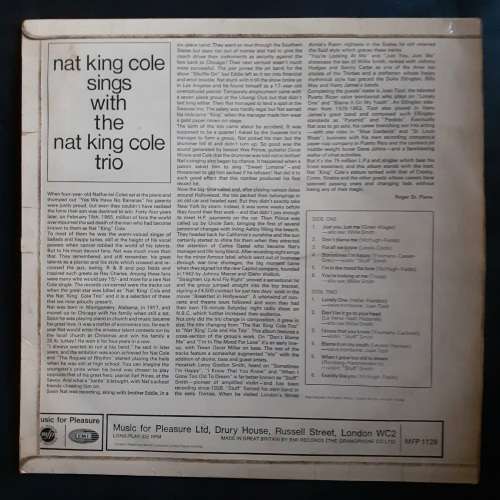 Nat King Cole Sings With The Nat King Cole Trio LP Vinyl Record