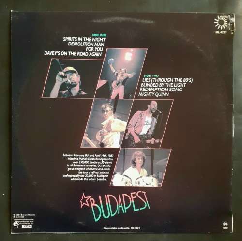 Manfred Mann`s Earth Band - Budapest (Live) LP Vinyl Record