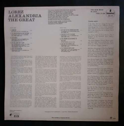 Lorez Alexandria - Alexandria The Great LP Vinyl Record
