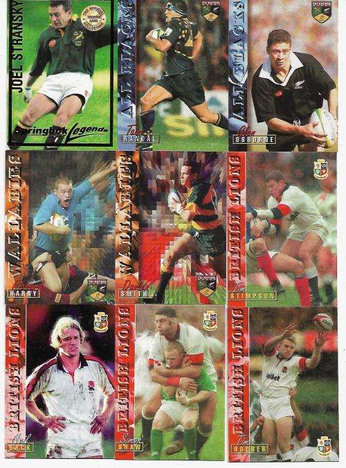 9 International Players Rugby Cards from the 1997 Panini Collection