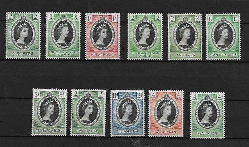 West Indies and Caribbean - 1953 QEII Coronation Stamps - MH