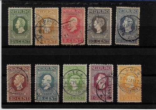Netherlands - 1913 Kings & Queens Part Set of 10 Stamps Fine Used