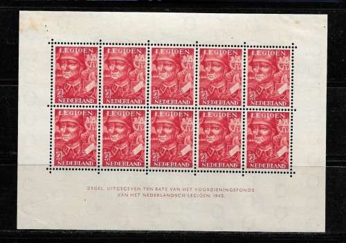 Netherlands - 1942 Netherlands Legion Fund Block Sheet of 10 Stamps MH