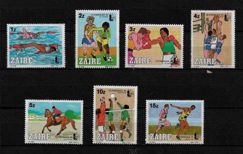 Zaire - 1985 Olymphilex Part Set of 7 Stamps Fine Used
