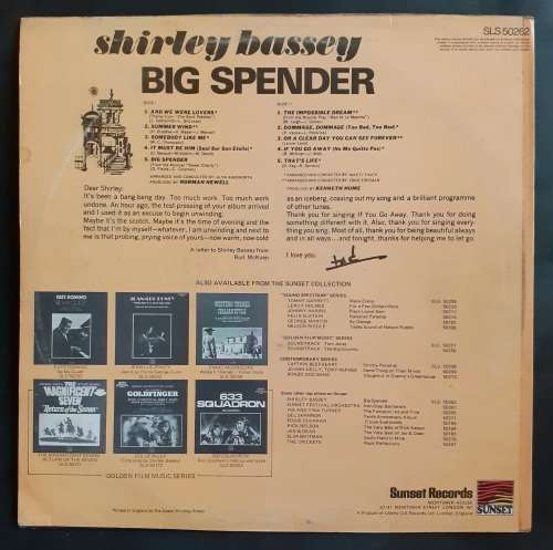 Shirley Bassey - Big Spender LP Vinyl Record - UK Pressing