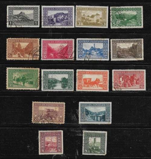 Bosnia and Herzegovina 1910 Austria occupation Part Set of 16 Stamps MH & Fine Used