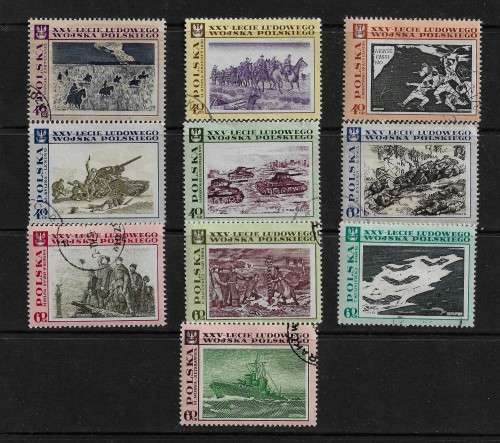 Poland - 1968 25th Anniversary of New Polish Army Full Set of 10 Stamps Fine Used