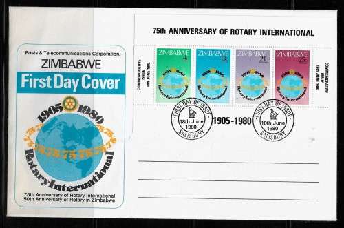 Zimbabwe - 1980 75th Anniversary of Rotary International Large FDC