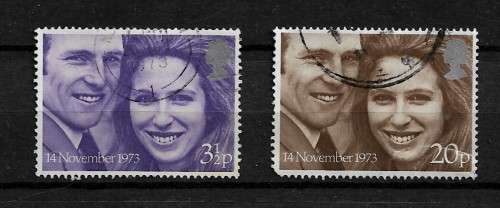 Great Britain - 1973 Royal Wedding Full Set of 2 Stamps VFU