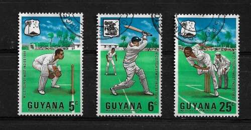 Guyana - 1968 M.C.C. Cricket Tour to West Indies Full Set of 3 Stamps Fine Used