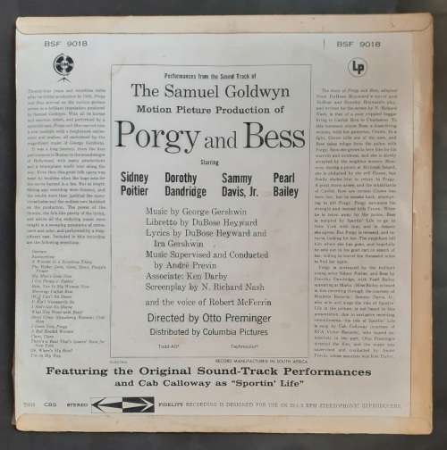 Porgy And Bess (Original Sound Track Recording) LP Vinyl Record