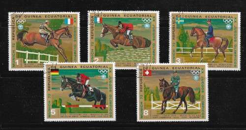 Equatorial Guinea - 1972 Summer Olympics Horses Competition Part Set of 5 Stamps Fine Used